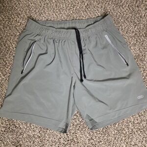 LEG3ND Athletic Shorts Mens XL Green Running Zip Pockets Drawstring Training